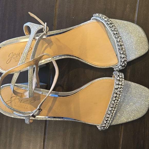 Jewel By Badgley Mischka Silver Glitter Rhinestone Heel Sandal Size 11 NWOT - Picture 8 of 8